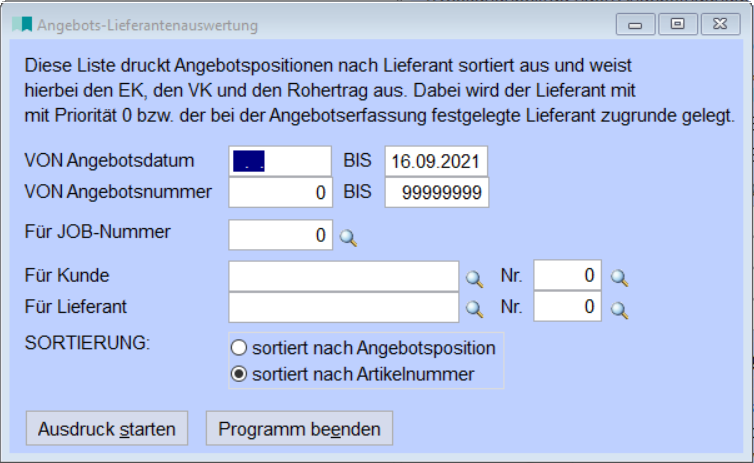 AngebotsLieferantenauswertung
