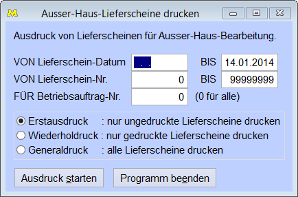 AusserHausLieferscheineDrucken