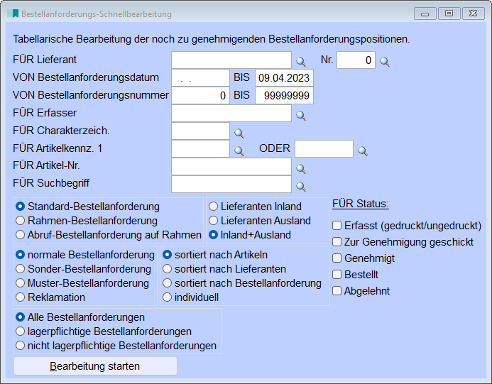 BestellanforderungsSchnellbearbeitung