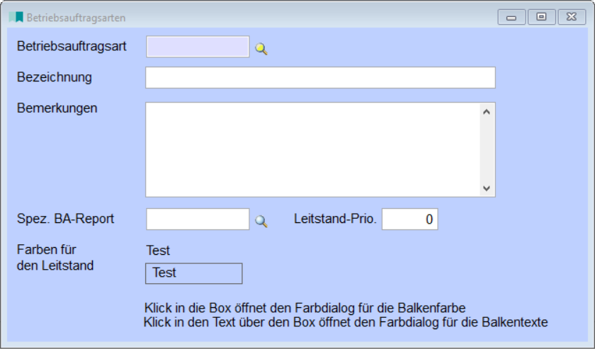 Betriebsauftragsarten