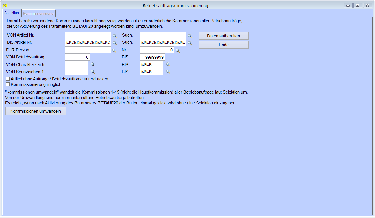 Betriebsauftragskommissionierung