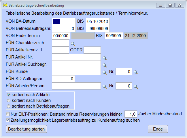 BetriebsauftragsSchnellbearbeitung