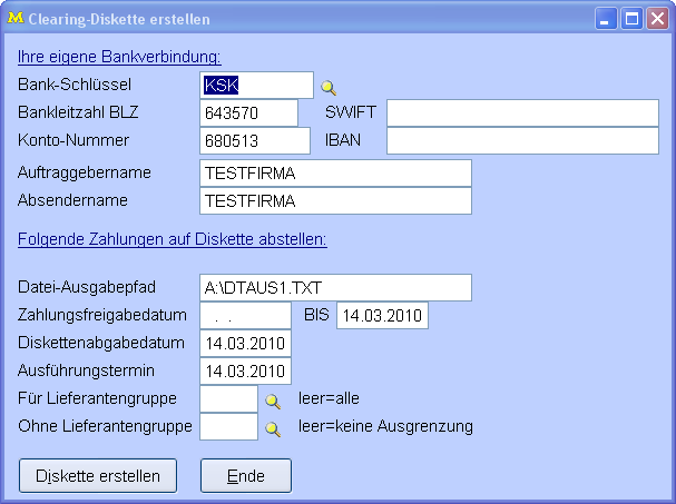 ClearingDisketteErstellen