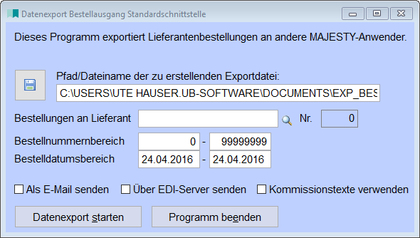 DatenexportBestellausgang