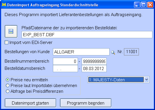 DatenimportAuftragseingang
