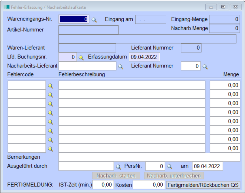 FehlerErfassungNacharbeitslaufkarte