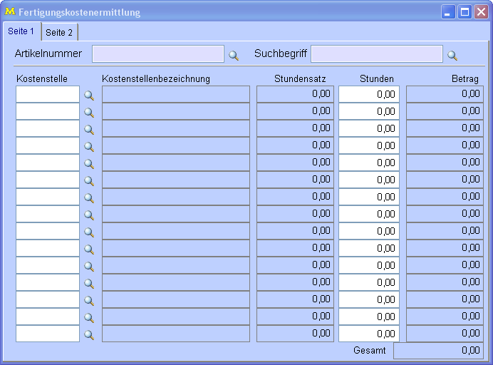 Fertigungskostenermittlung
