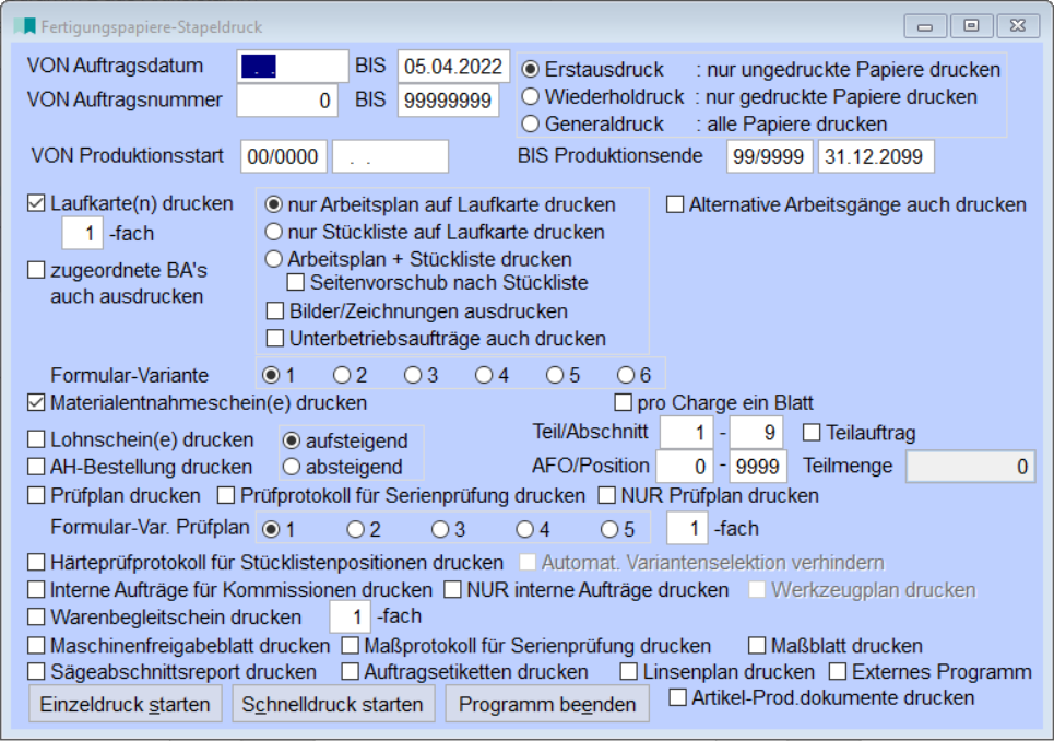 FertigungspapiereStapeldruck