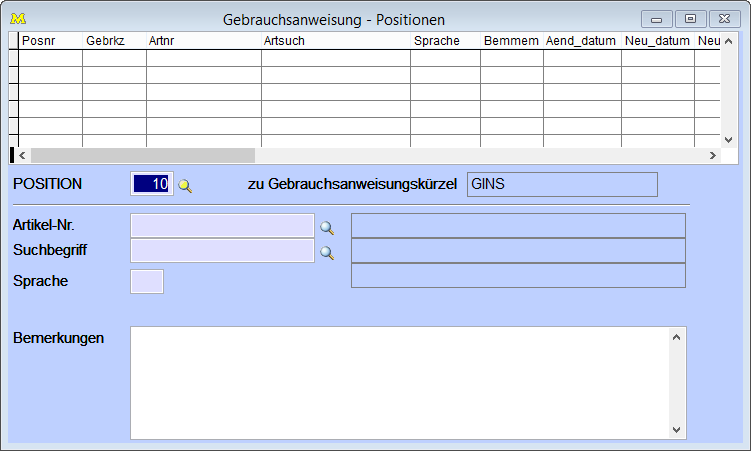 GebrauchsanweisungPositionen