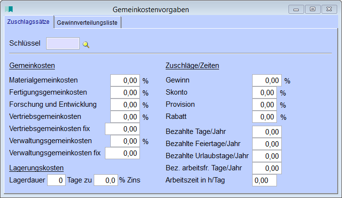 Gemeinkostenvorgaben