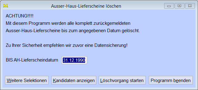 AusserHausLieferscheineLöschen