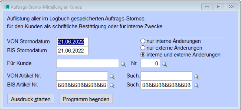 Auftrags-Storno-Mitteilung an Kunden