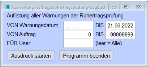 Auswertung Auftragsrohertragsprüfung
