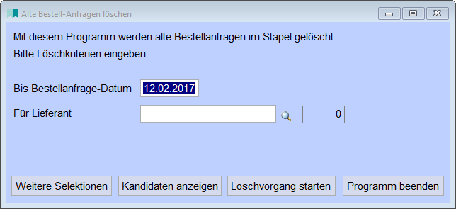 Alte Bestellanfragen löschen