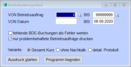 Nachkalkulatiponsprüflauf