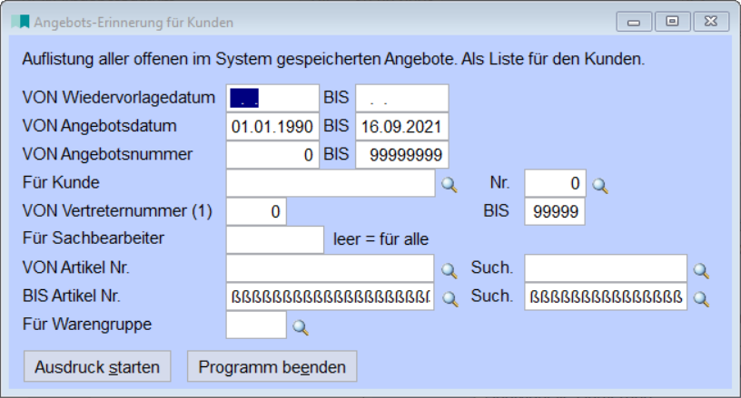AngebotsErinnerung Kunden