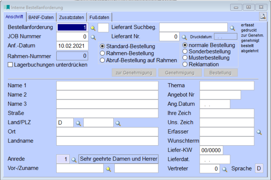 interne Bestellanforderung