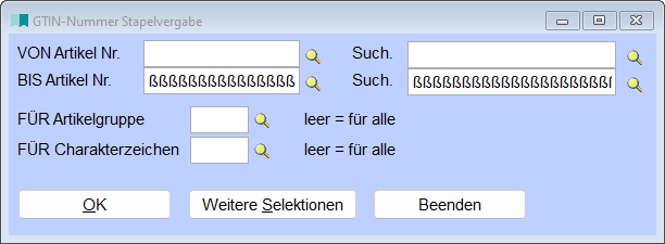 GTIN-Nummer Stapelvergabe