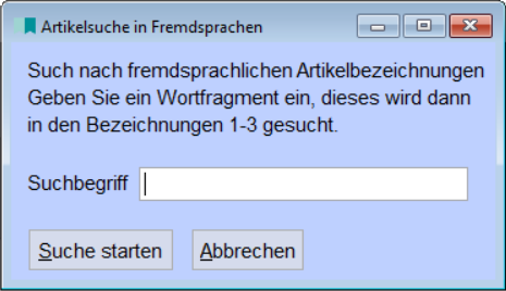 Artikelsuche in Fremdsprachen