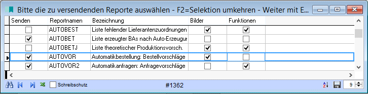 zu versendende Reporte