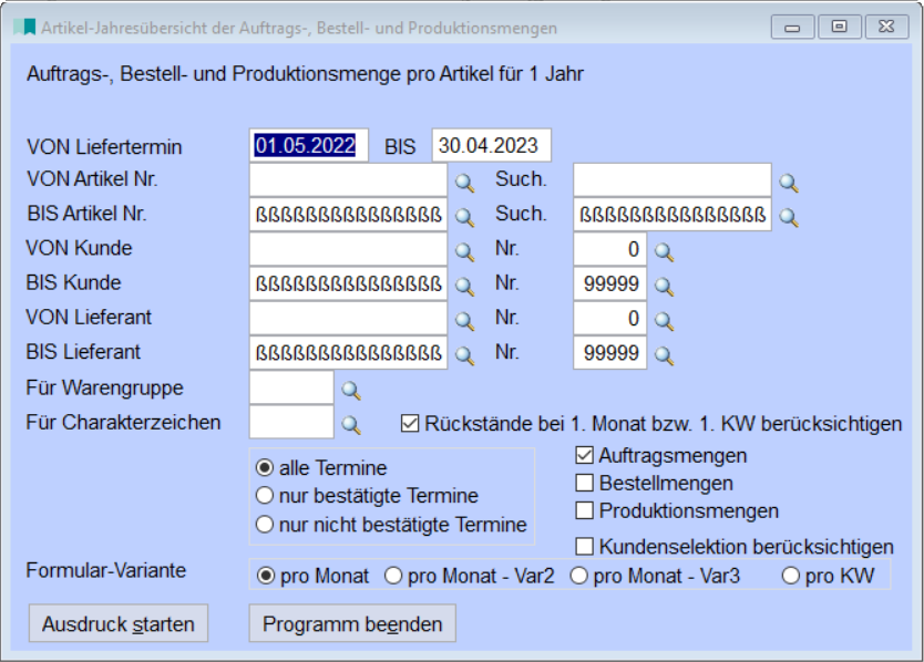 Artiekel-Jahresübersicht