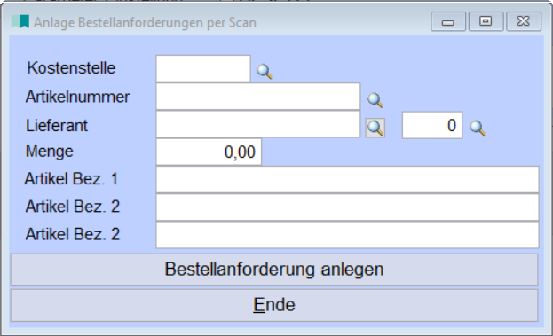 Anlage Bestellanforderungen per Scan