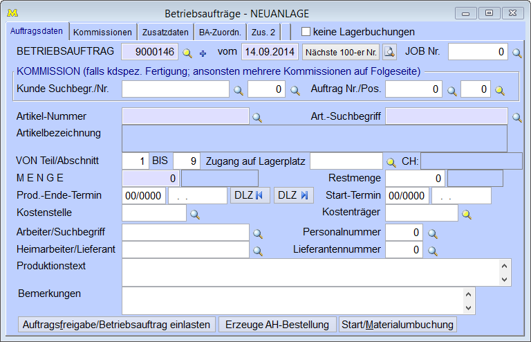 BetriebsaufträgeNeuanlage