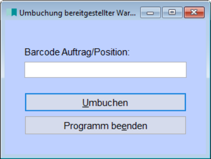 UmbuchungBereitgestellter Ware Barcode