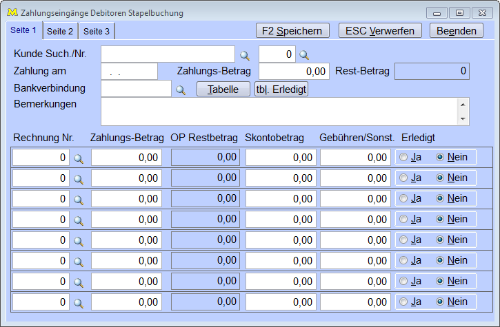 ZahlungseingängeDebitorenStapelbuchung