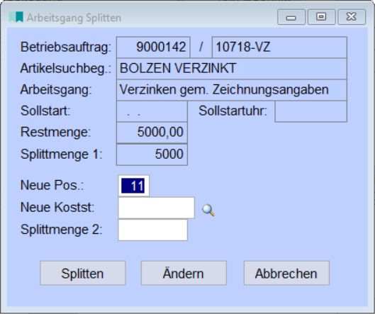 Arbeitsgang Splitten