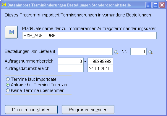 DatenimportTerminänderungenBestellungen