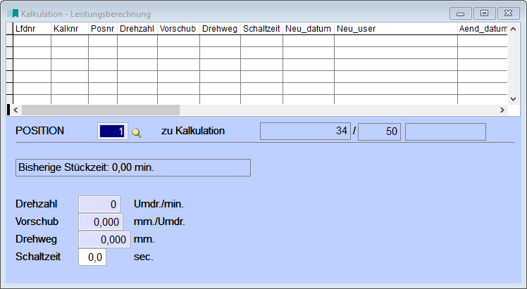 Kalkulation Leistungsberechnung