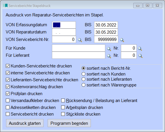 Serviceberichte Stapeldruck