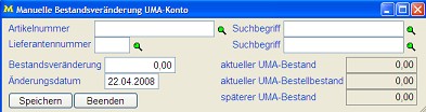 Manuelle Bestandsveränderung UMA-Konto