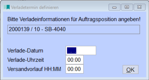 Verladetermin definieren