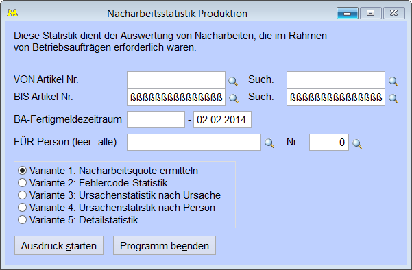 Nacharbeitsstatistik Produktion