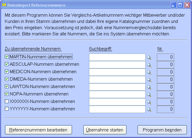 Datenimport Referenznummern