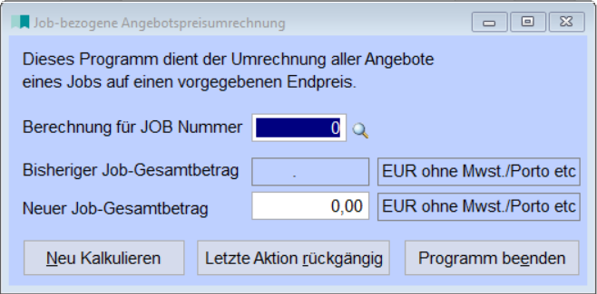 JobBezogeneAngebotspreisumrechnung