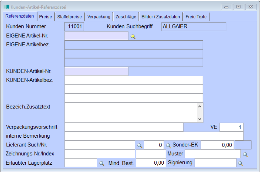KundenArtikelReferenzdatei