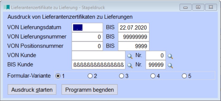 LieferantenzertifikateZULieferungStapeldruck