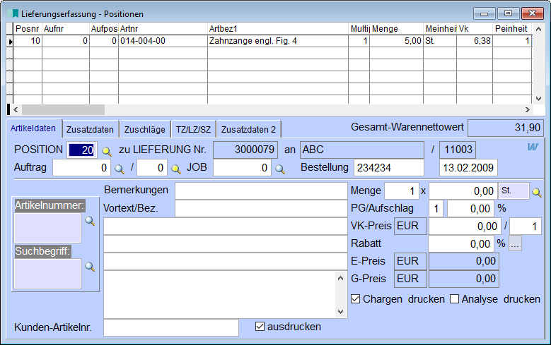 LieferungserfassungPositionen