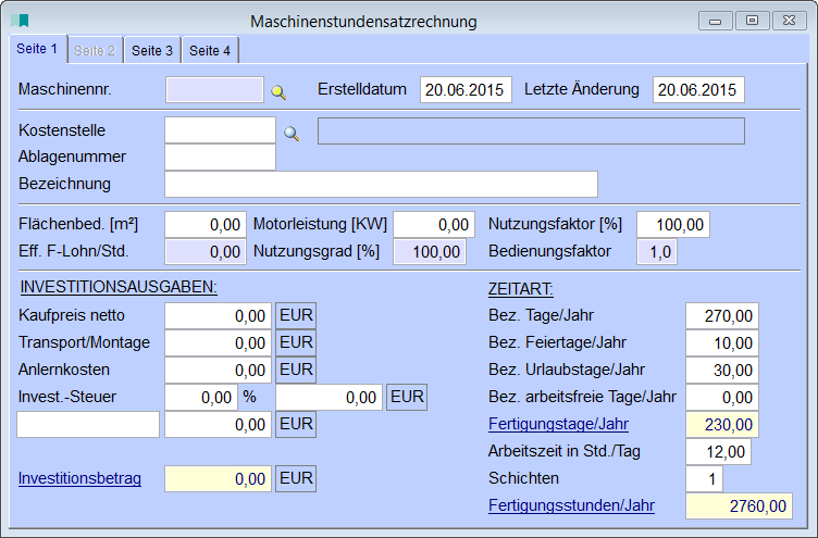 Maschinenstundensatzrechnung