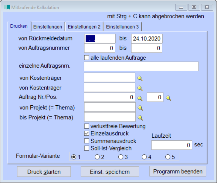 MitlaufendeKalkulation
