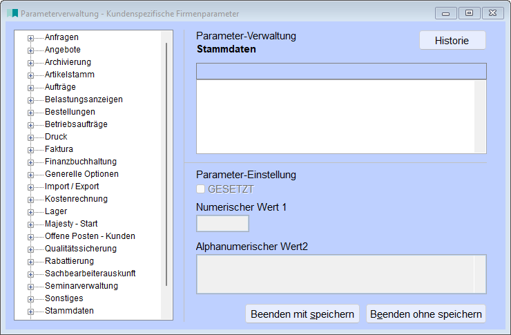 ParameterverwaltungKundenspezFirmenparameter