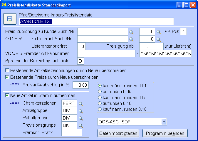 PreislistendisketteStandardimport