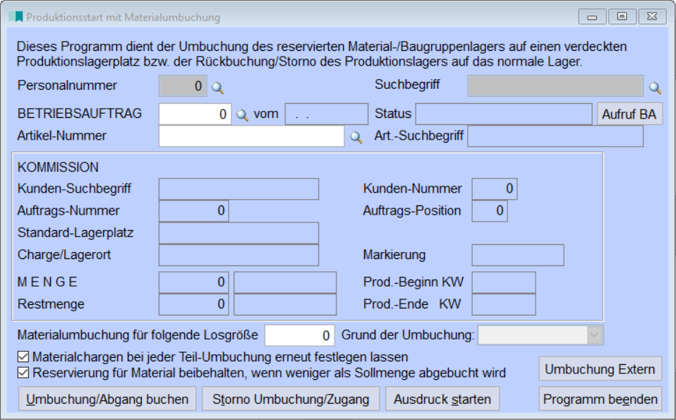 ProduktionsstartMaterialumbuchung