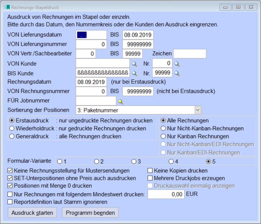 RechnungsStapeldruck
