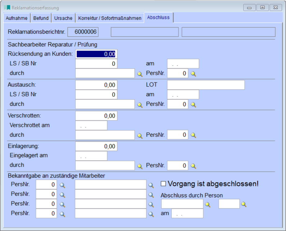 ReklamationserfassungAbschluss