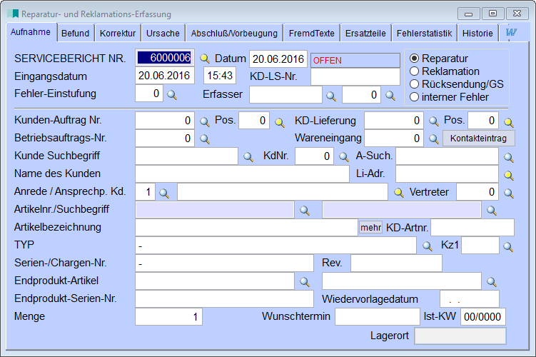 ReparaturReklamationsErfassung