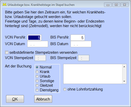 UrlaubsKranktageStapelbuchung